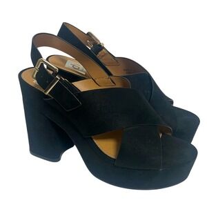 DV Dolce Vita Wayde Faux Suede Black Platform Sandals Women's 8
